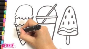 Раскраска для детей Мороженое и сок - Рисуем и раскрашиваем раскраску для малышей | Color&Berries
