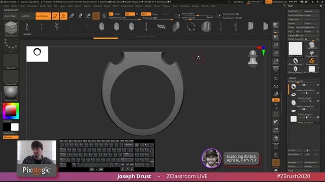 ZClassroom LIVE_ Modeling Basics_ Booleans - Pixologic Joseph Drust - ZBrush 202
