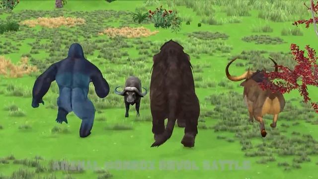 20 Mammoth Elephant Gorilla Cow vs 10 Giant Tiger Zombie Fight Baby Cow Saved By Woolly Mammoth смотреть онлайн