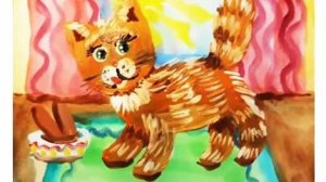 Как нарисовать кошку. Поэтапный рисунок гуашью. Декоративное рисование.