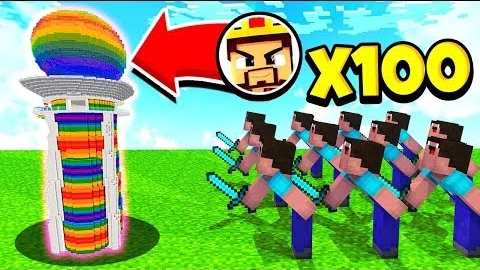 РАДУЖНАЯ БАШНЯ АИДА ПРОТИВ 100 ПОДПИСЧИКОВ! МАЙНКРАФТ БЕД ВАРС смотреть онлайн