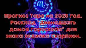 Прогноз Таро на 2025 год. Расклад "Двенадцать домов гороскопа" для знака зодиака Скорпион.