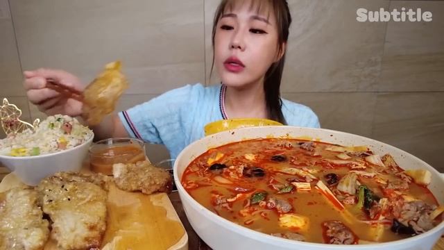 SUB) 마라탕은 매워야 제맛🌶 마라탕조합의 정석 Ft.꿔바로우 볶음밥 먹방 Spicy Malatang Noodles Guobaorou REAL SOUND ASMR MUKBANG