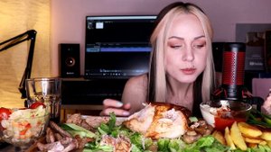 MUKBANG | Курица, свинина, говядина, овощи, соусы | Chicken, pork, beef, vegetables, sauces не ASMR