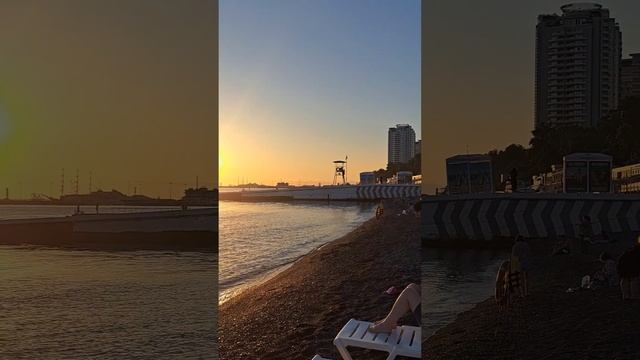 Сочи. Пляж Приморский. Закат. #beach. #море. смотреть онлайн