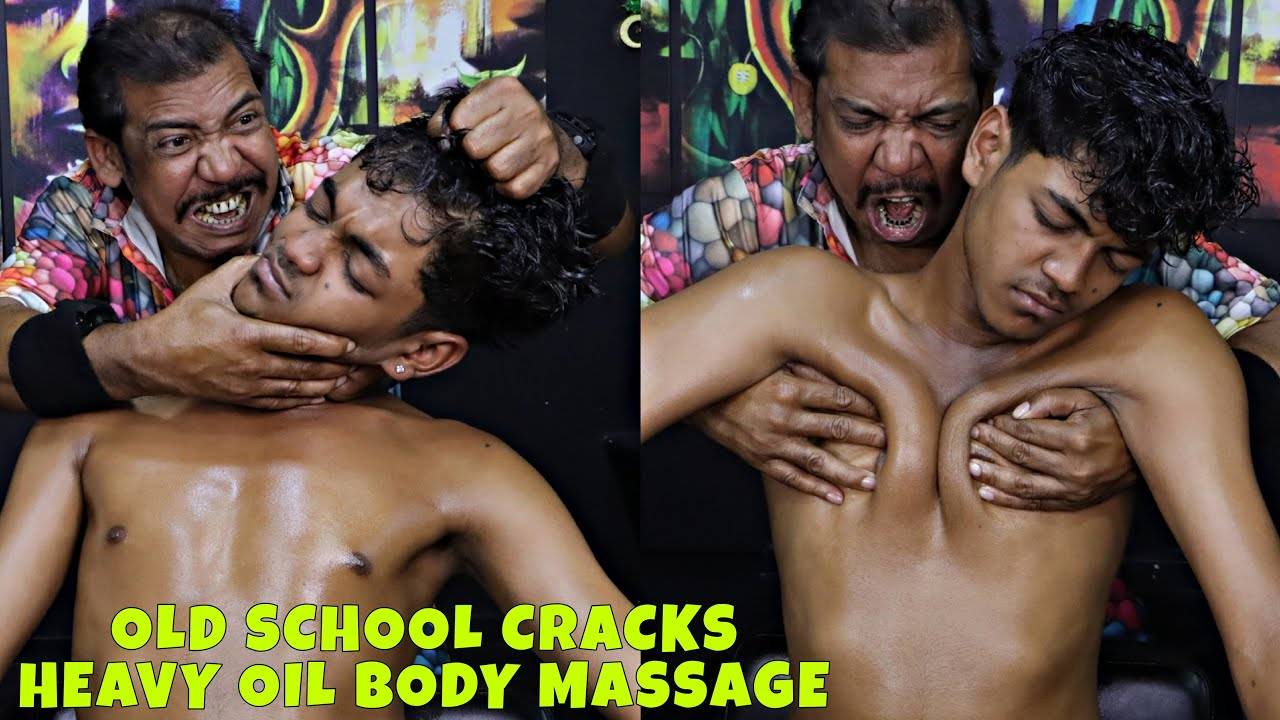 Old School Body Cracks & Heavy Oil Body Massage by Asim Barber ｜ Head Massage & Neck Cracking ｜ ASMR