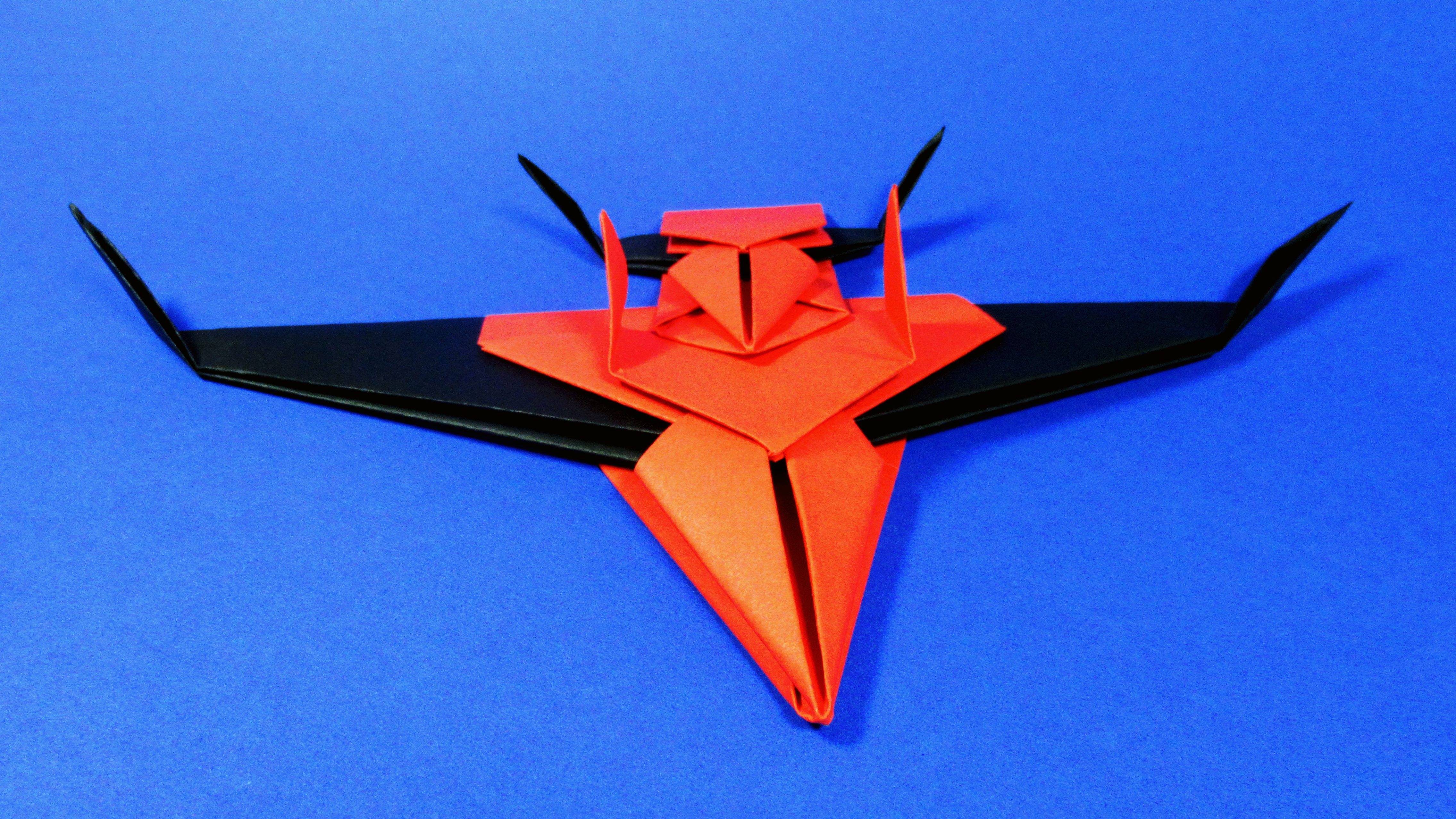 Самолетик из бумаги Оригами Истребитель Origami airplane fighter .