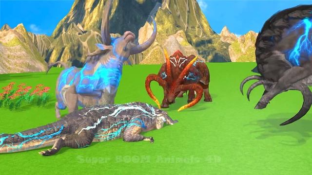 10 Mammoth Elephant Gorilla vs 10 Giant Lion Fight Cow Buffalo Pig Monkey Saved By Mammoth vs Lion смотреть онлайн