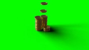 Футаж на зеленом фоне — Падающие золотые монеты 2
