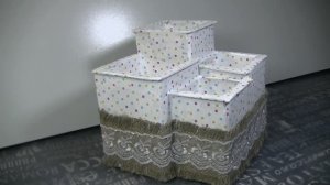 Настольный органайзер из 4х коробок и декор коробок салфетками .