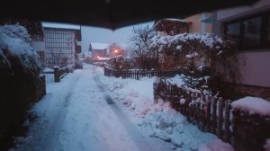 Прогулка по сильному снегопаду в Гальштате, Австрия, ветреные бинауральные зимние звуки ❄️