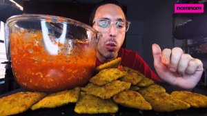 ASMR MUKBANG DEEP FRIED PASTA ! Real Sounds! Nomnomsammieboy