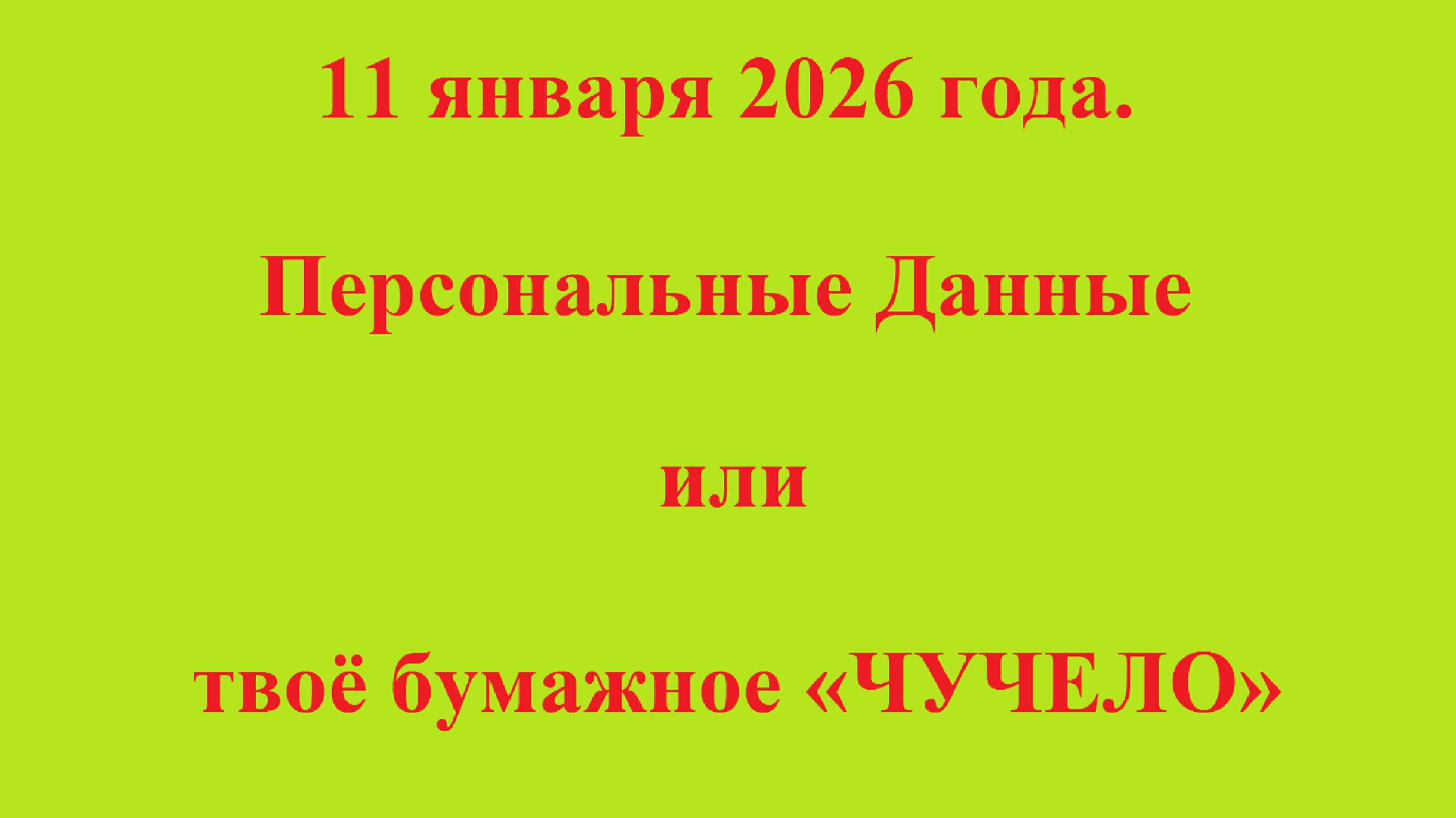 11 января 2025 года. Персональные Данные или твоё ЧУЧЕЛО смотреть онлайн