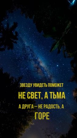 Звезду увидеть поможет не свет, а тьма. А друга – не радость, а горе.