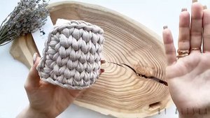 Анонс МК | Корзинка для ватных дисков | Корзинка из трикотажной пряжи