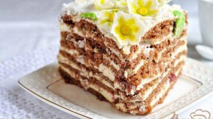 Торт Цветы на снегу