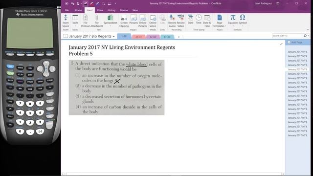 Problem 5, January 2017 Living Environment Regents Exam - JuanTutors.com
