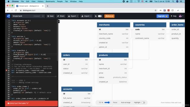 001 Design DB schema and generate SQL code with dbdiagram.io