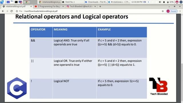 Logical and Relational Operators in C| What is Logical & Relational Operator ?| C Language Tutorial