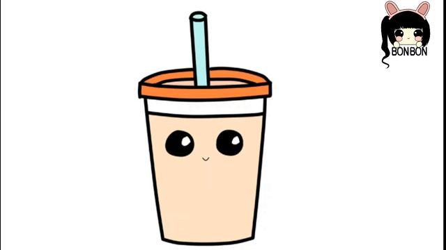 How to draw a cute bubble tea step by step - Bonbon drawings