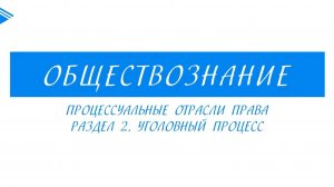 10 класс - Обществознание - Процессуальные отрасли права. Уголовный процесс