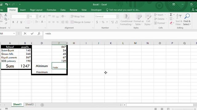 Excel: How to use the following formulas: Sum, Maximum , Minimum
