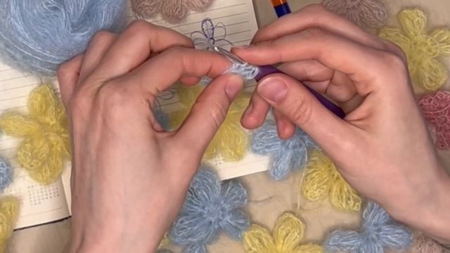 ВОЗДУШНЫЕ ЦВЕТЫ КРОЧКОМ | СХЕМА ВЯЗАНИЯ ЦВЕТКА | ПРОСТОЙ ЦВЕТОЧЕК ИЗ КИДМОХЕРА