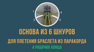 Основа из 6 шнуров для плетения браслета из паракорда вариант 2