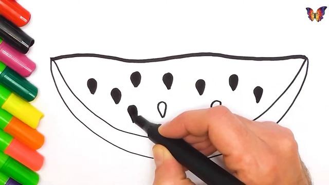 Как нарисовать кусок арбуза для детей / How to Draw Pictures of watermelon For Children смотреть онлайн