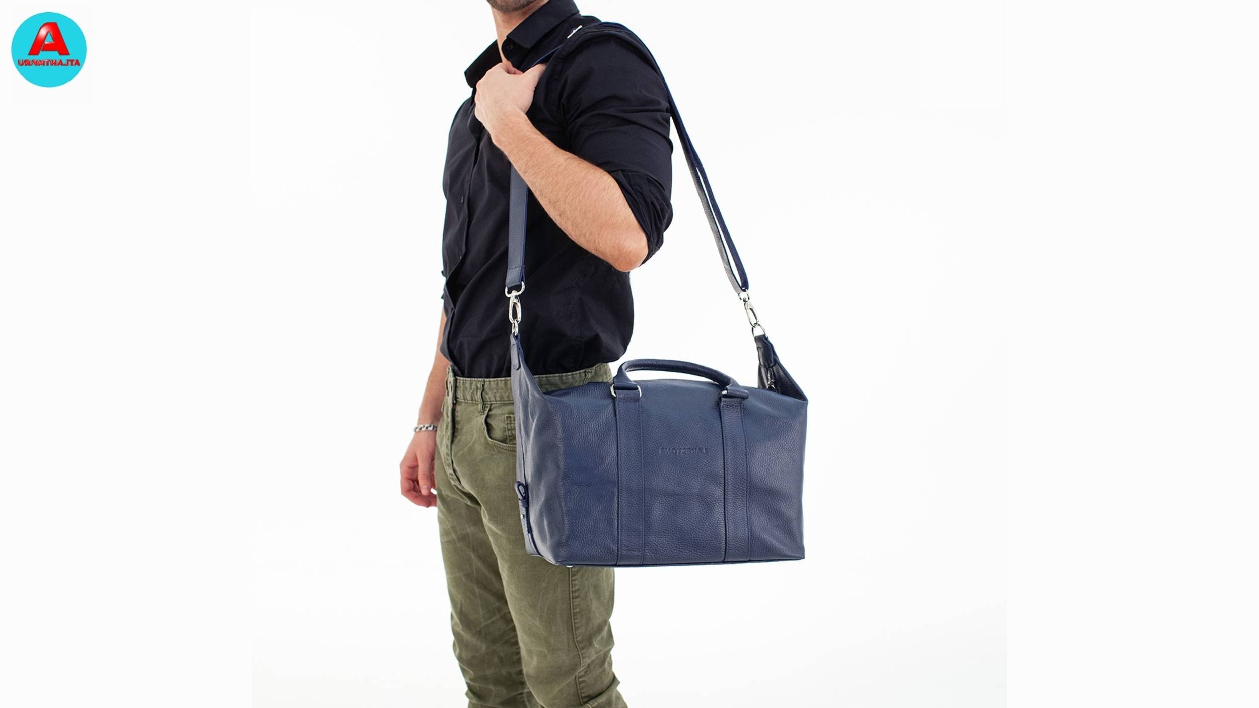 Кожаная дорожная сумка Calcott Dark Blue A304023
