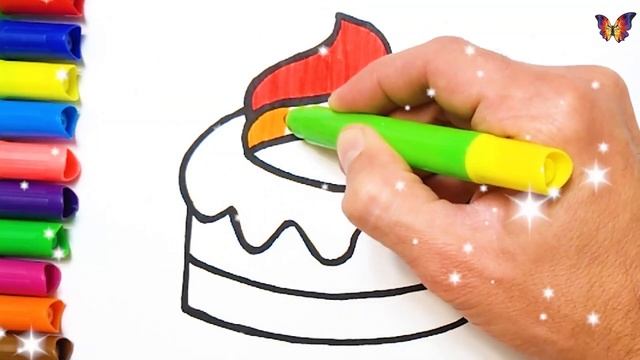 Как нарисовать праздничное пирожное / How To Draw Rainbow Birthday For Children смотреть онлайн