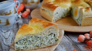 Пирог с творогом, яйцом и шпинатом
