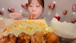 ASMR Corn Cheese Fried Chicken Sausage【Mukbang/ Eating Sounds】【English subtitles】