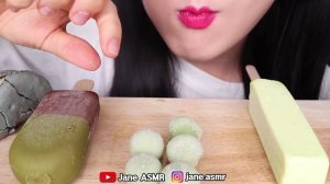 ASMR GREEN ICE CREAM *GREEN TEA CHOCOLATE ICE CREAM, BIG DIPPIN' DOTS 녹차 아이스크림 초콜릿 먹방 EATING SOUNDS