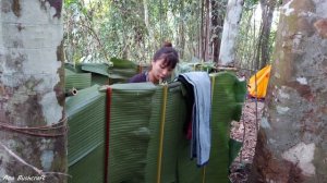 Make outdoor shower in the wilderness - off grid shower house - Winter camping | Ana Bushcraft