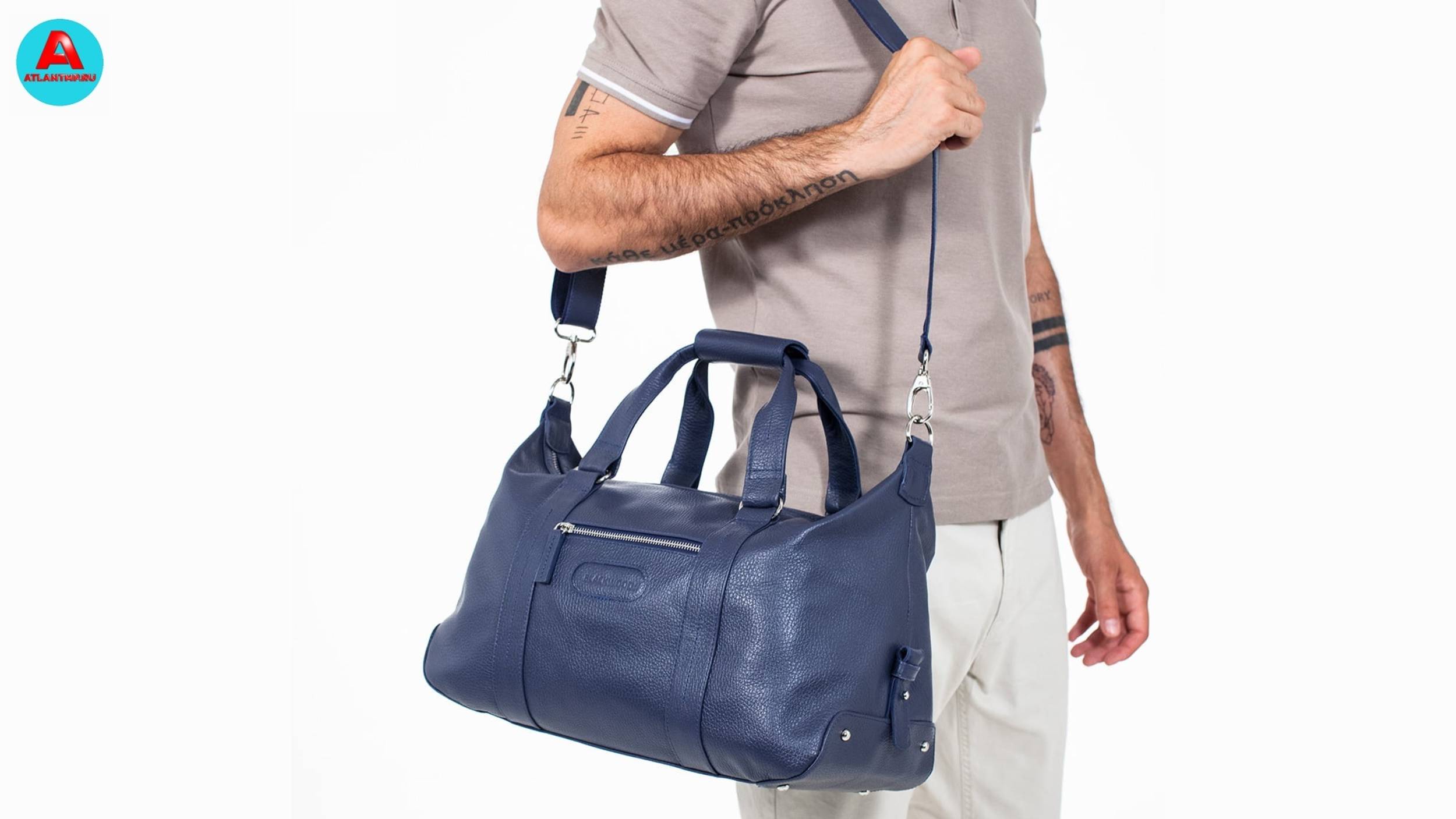 Кожаная дорожная сумка Daniel Dark Blue A401812