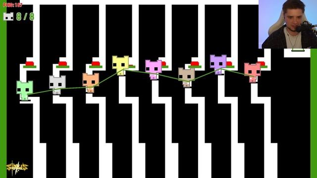 ВОСЕМЬ ЧЕЛОВЕК РУГАЮТСЯ ДРУГ НА ДРУГА ПЫТАЯСЬ РЕШИТЬ ПРОБЛЕМУ В PICO PARK 2 смотреть онлайн