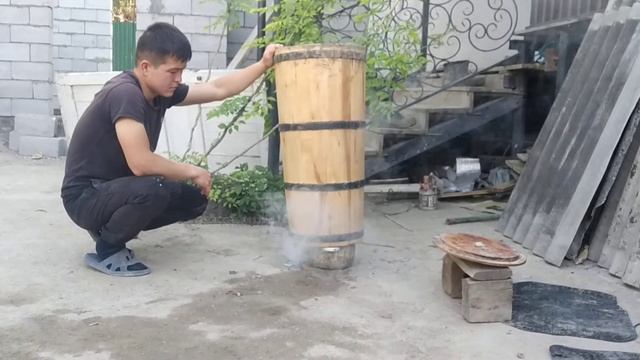 күбіні ыстау, тобылғы шөппен күбі ыстау
