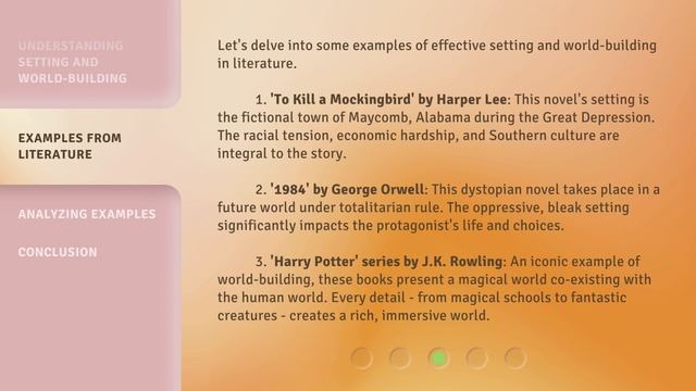 Diving into Fiction: Analyzing Setting and World-building