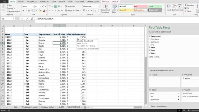 Excel Pivot Table: How to Change the Order of Columns