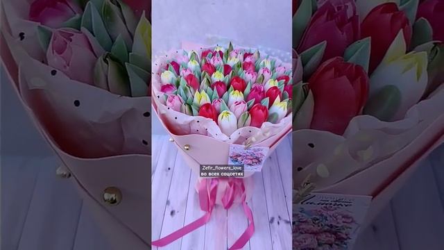 Тюльпаны из зефира, Зефирный букет.Обучение тюльпаны.Обучение зефирная флористика. #зефирныетюльпаны
