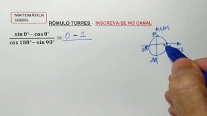 Mat. Básica #94 - simplifique a expressão com seno e cosseno (sin0°- cos0°)/(cos180°-  sin90°)