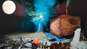 Взял с собой жену показать, где мужики зимуют. Рыбалка с ночевкой