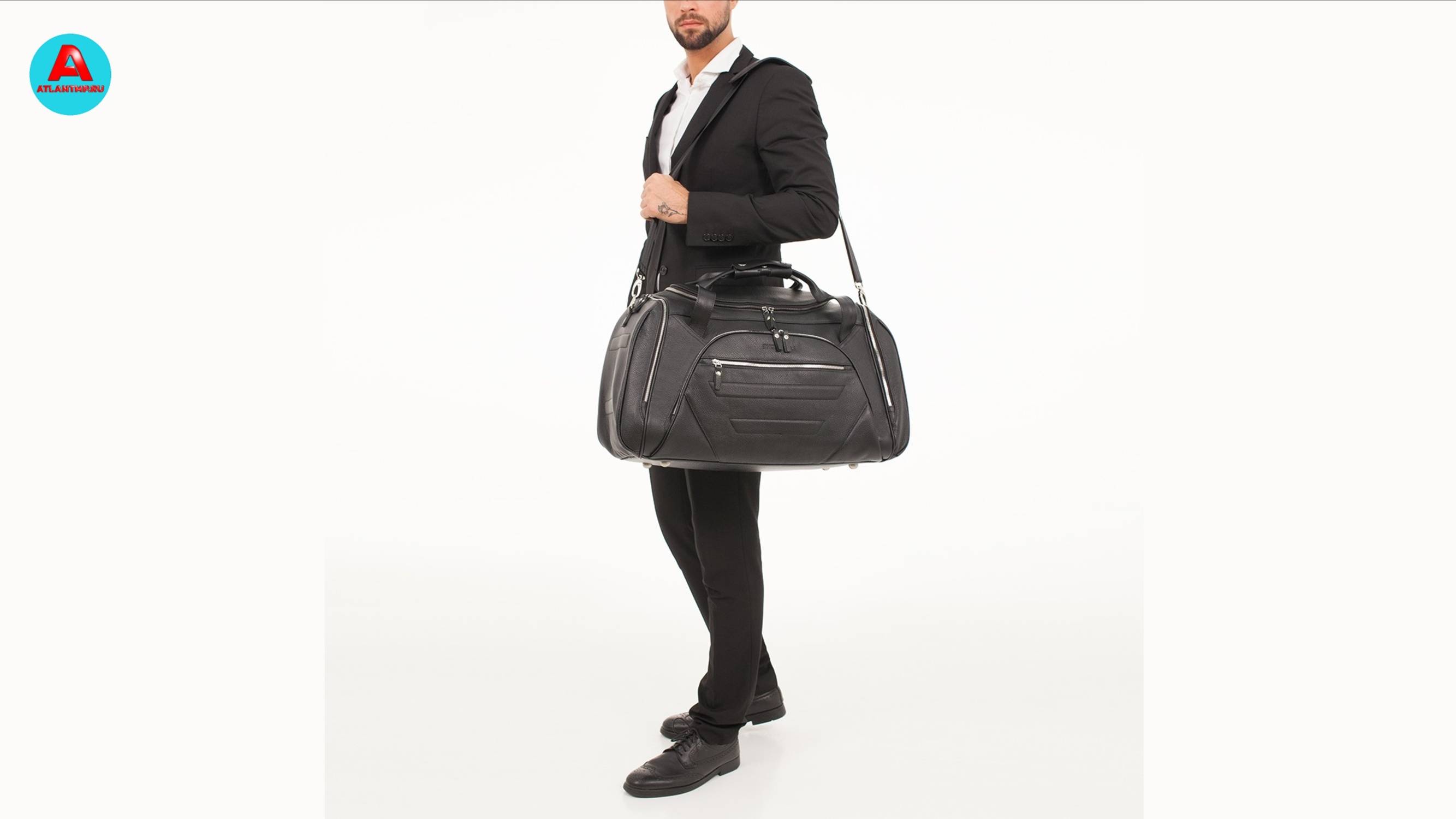 Кожаная дорожная сумка Downfield Black A303845