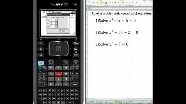Solving for polynomial roots using the Ti Nspire CX