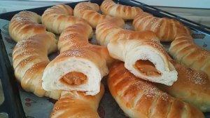 ПУХОВЫЕ РОГАЛИКИ С НАЧИНКОЙ. РЕЦЕПТ ПРОСТОЙ ВЫПЕЧКИ НА МОЛОКЕ.