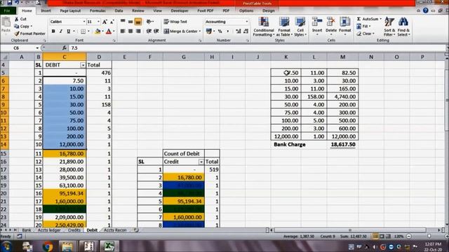 Bank reconciliation in excel using pivot table.