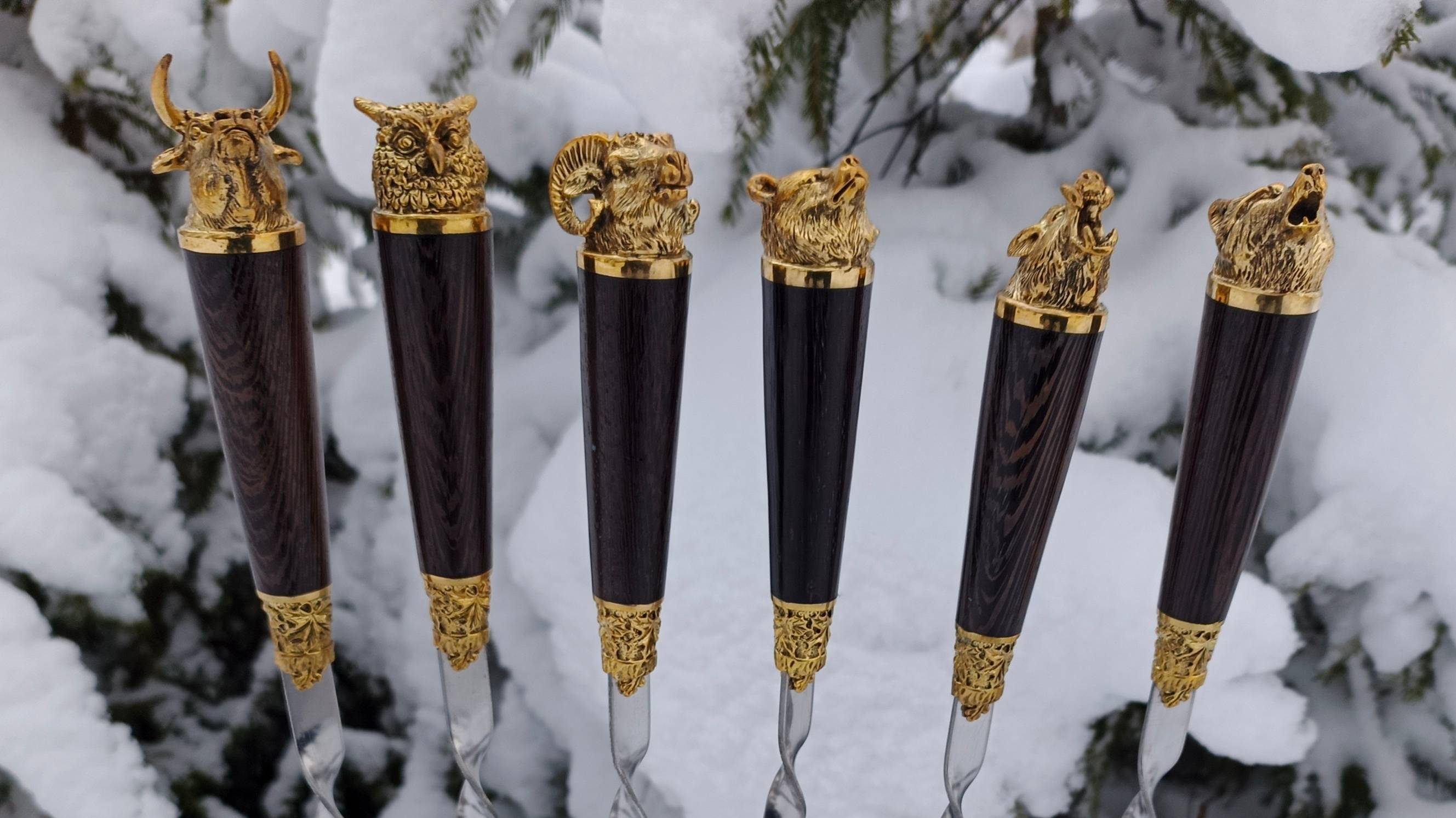 Шампуры подарочные для мужчин, шампура для шашлыка Пирушка на опушке