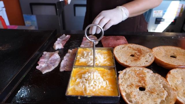 베이컨 햄 치즈 베이글 / Bacon Ham Cheese Bagel - Korean street food