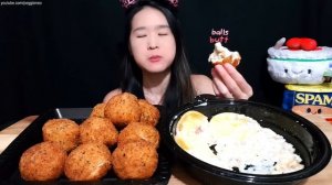 CREAMY RAVIOLI CARBONARA MUKBANG! Olive Garden NEW Ravioli Pasta & Porto's Turkey Potato Balls Asmr